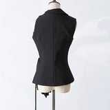 Patchwork pleated vest in colors