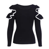 Cotton-blend ruffled pullover