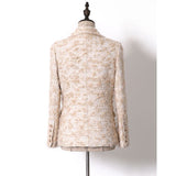 Rosy beige double-breasted wool-blend jacket