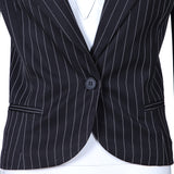 Striped buff-shoulders short jacket