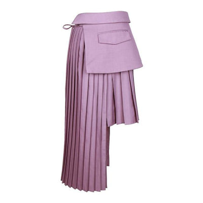 Pleated Asymmetric midi skirt
