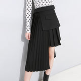 Pleated Asymmetric midi skirt