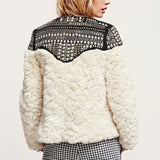 Embellished faux fur jacket