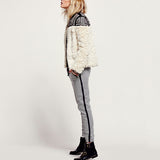 Embellished faux fur jacket
