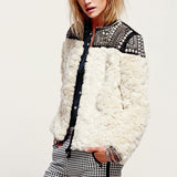 Embellished faux fur jacket
