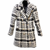 Plaid wool-blend winter coat