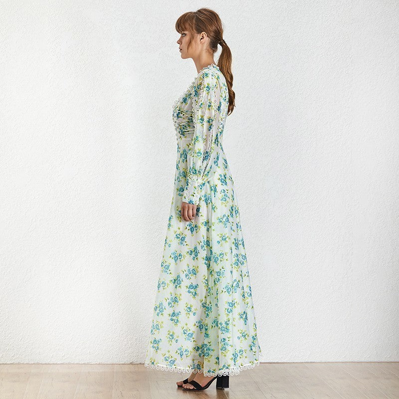 V-Neck floral maxi gown