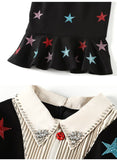 PATSY star-print beaded midi dress