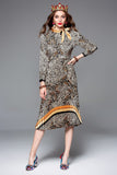 Leopard print pleated midi dress