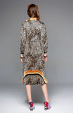 Leopard print pleated midi dress