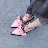 Pink ruffled square heels