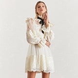 Gabrielle Lantern sleeve lace mini dress