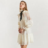 Gabrielle Lantern sleeve lace mini dress