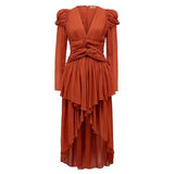 Dayanara Pleated Asymmetric Maxi Dress