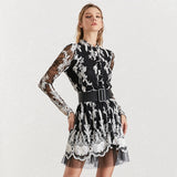 Lamanche embroidered belted mini dress