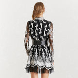 Lamanche embroidered belted mini dress