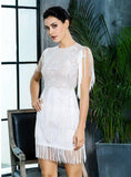 AWRA Tassel White Lace Mesh Dress