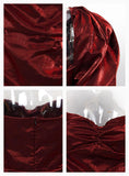 SALMA puff sleeved burgundy red dress
