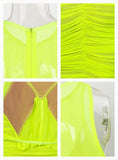 Linda halter neon green draped dress