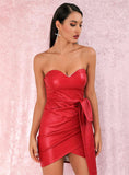 SILVIA bandeau dress in crimson red