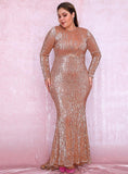 Bronze gold ankle-length sequinned gown