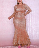 Bronze gold ankle-length sequinned gown