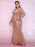 Bronze gold ankle-length sequinned gown