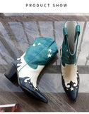 Cowgirl color block ankle boots with stars