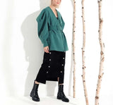 Oversize belted puff sleeve jacket