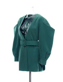 Oversize belted puff sleeve jacket