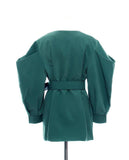 Oversize belted puff sleeve jacket