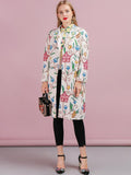 Jacquard floral print trench