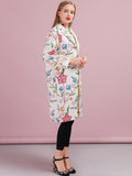 Jacquard floral print trench