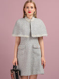 Cotton-blend mini dress with poncho