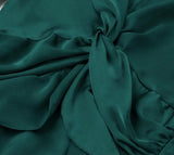 Lantern sleeve ruffled teal mini dress