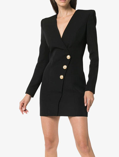 Stacey double-breasted mini black dress