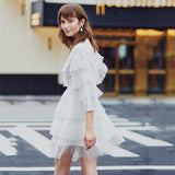JEANIE pleated cascade mini dress