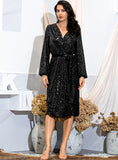 EMANI Alluring Wrap Party Dress in Black