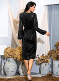 EMANI Alluring Wrap Party Dress in Black