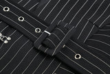 Striped pleated belted jacket