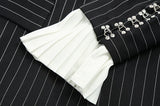 Striped pleated belted jacket