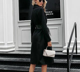Wool-blend beaded trench coat
