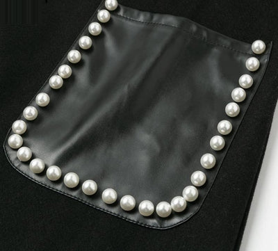 Wool-blend beaded trench coat