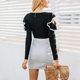 Cotton-blend ruffled pullover