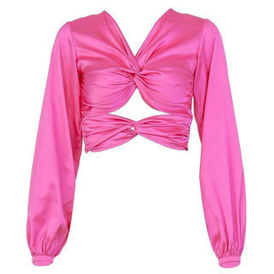 Back-crossed crop top in fuchsia