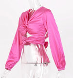 Back-crossed crop top in fuchsia