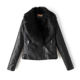 Biker jacket with faux fur collar