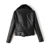 Biker jacket with faux fur collar