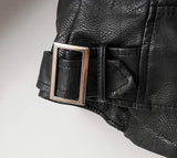 Biker jacket with faux fur collar