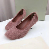 Hairy low-heel shoes in purple